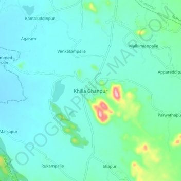 Carte topographique Khilla Ghanpur, altitude, relief