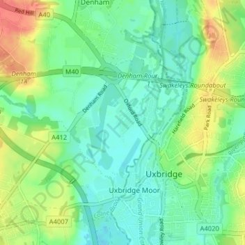 Carte topographique New Denham, altitude, relief