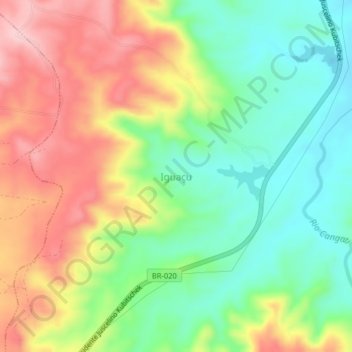 Carte topographique Iguaçu, altitude, relief