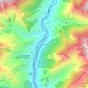 Carte topographique Mankar, altitude, relief