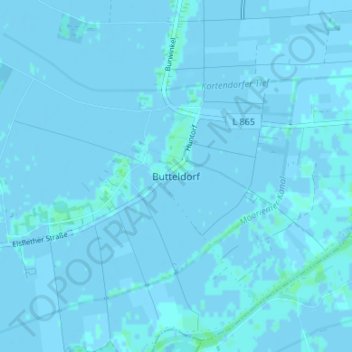 Carte topographique Butteldorf, altitude, relief