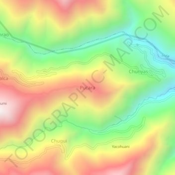 Carte topographique Pucara, altitude, relief