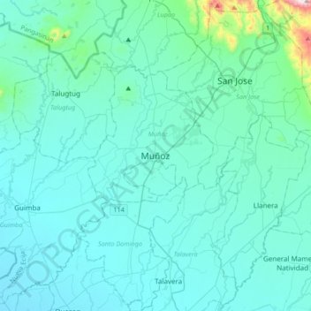 Carte topographique Muñoz, altitude, relief