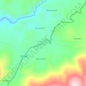 Carte topographique Villa Santa Rosa, altitude, relief