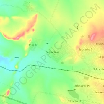 Carte topographique Bultfontein, altitude, relief