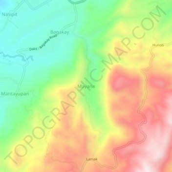 Carte topographique Mayana, altitude, relief