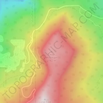 Carte topographique Cedar Mountain, altitude, relief