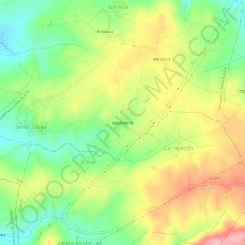Carte topographique Maceirinha, altitude, relief