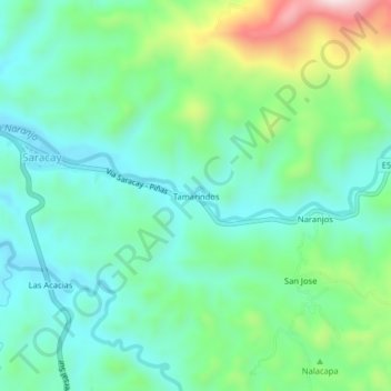 Carte topographique Tamarindos, altitude, relief
