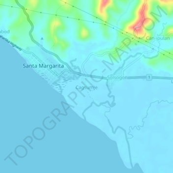 Carte topographique Cagsumje, altitude, relief
