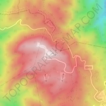 Carte topographique Olympus, altitude, relief