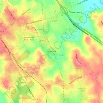 Carte topographique Springdale, altitude, relief