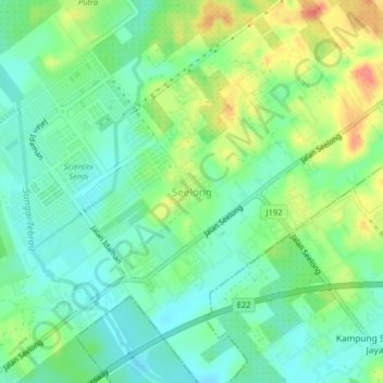 Carte topographique Seelong, altitude, relief