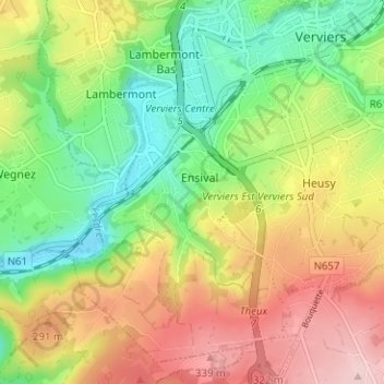 Carte topographique Préri, altitude, relief
