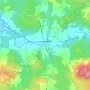 Carte topographique West Brome, altitude, relief