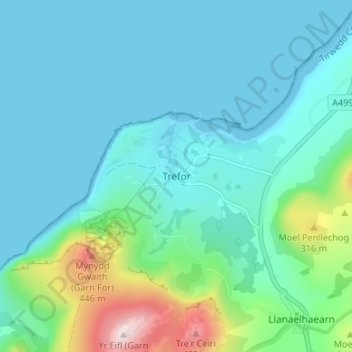Carte topographique Trefor, altitude, relief