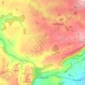 Carte topographique Froxfield Green, altitude, relief