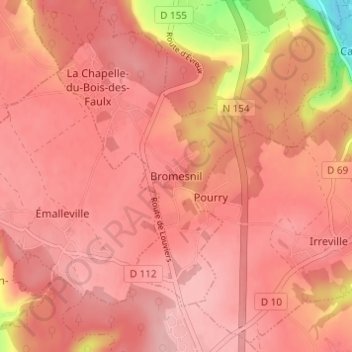 Carte topographique Bromesnil, altitude, relief