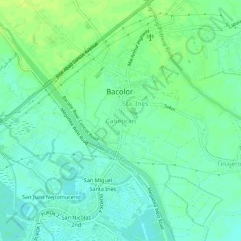 Carte topographique Cabetican, altitude, relief