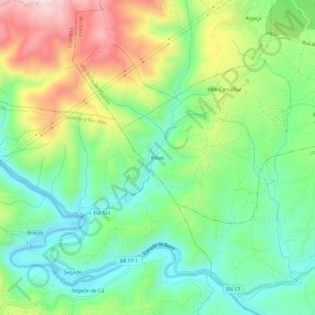 Carte topographique Ribas, altitude, relief