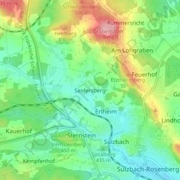 Carte topographique Seidersberg, altitude, relief
