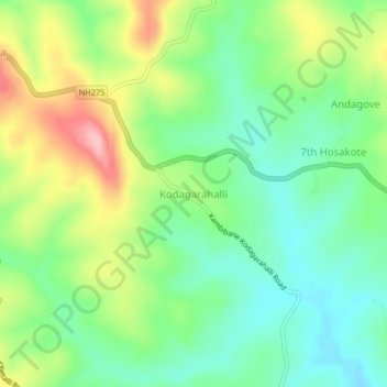 Carte topographique Kodagarahalli, altitude, relief