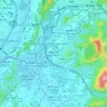 Carte topographique Chuk Yuen Village, altitude, relief