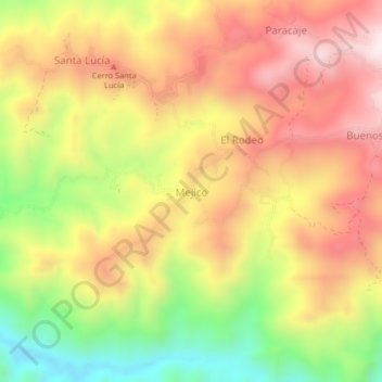 Carte topographique Mejico, altitude, relief