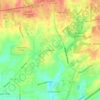 Carte topographique Stonegate, altitude, relief