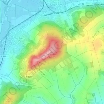 Carte topographique Glauberg, altitude, relief