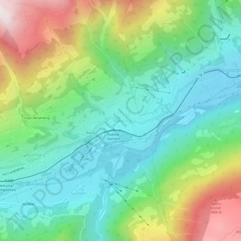 Carte topographique Rabius, altitude, relief