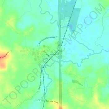 Carte topographique Perkinston, altitude, relief