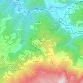 Carte topographique Saril, altitude, relief