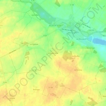 Carte topographique Le Grand Bois, altitude, relief