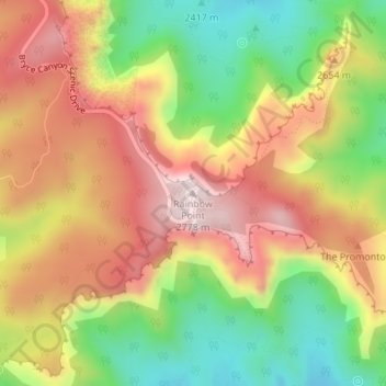 Carte topographique Rainbow Point, altitude, relief