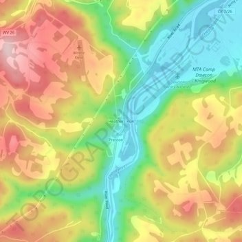 Carte topographique Heathers Run, altitude, relief