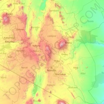 Carte topographique Central, altitude, relief