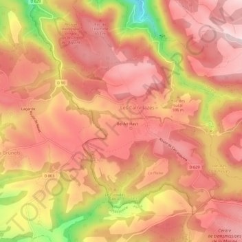 Carte topographique Bel Air Bas, altitude, relief