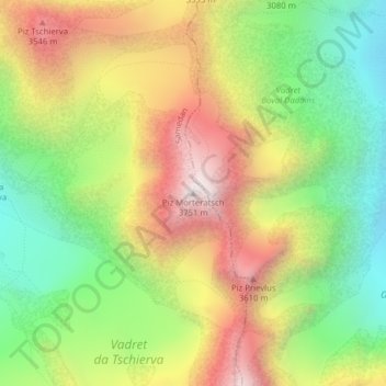 Carte topographique Piz Morteratsch, altitude, relief