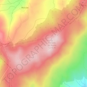 Carte topographique Serra de Bigorne, altitude, relief