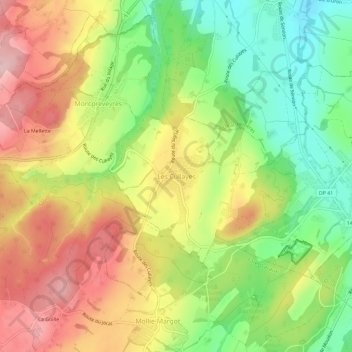 Carte topographique Les Cullayes, altitude, relief
