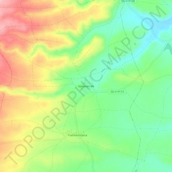 Carte topographique Valdevarnés, altitude, relief