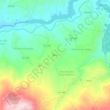 Carte topographique Barral, altitude, relief