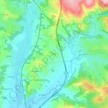 Carte topographique Rond, altitude, relief