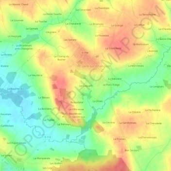 Carte topographique Le Coquart, altitude, relief