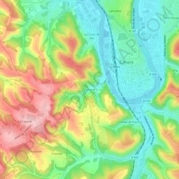Carte topographique Cabazat, altitude, relief
