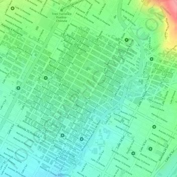 Carte topographique Zócalo, altitude, relief