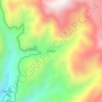Carte topographique Rio Pisco, altitude, relief
