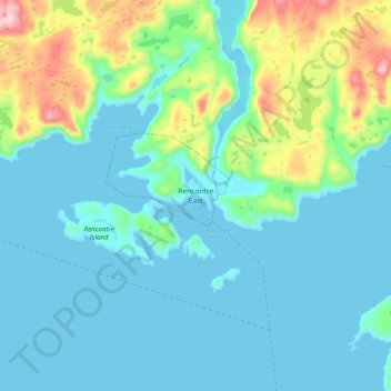 Carte topographique Rencontre East, altitude, relief