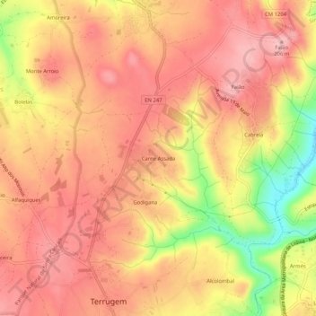 Carte topographique Carne Assada, altitude, relief